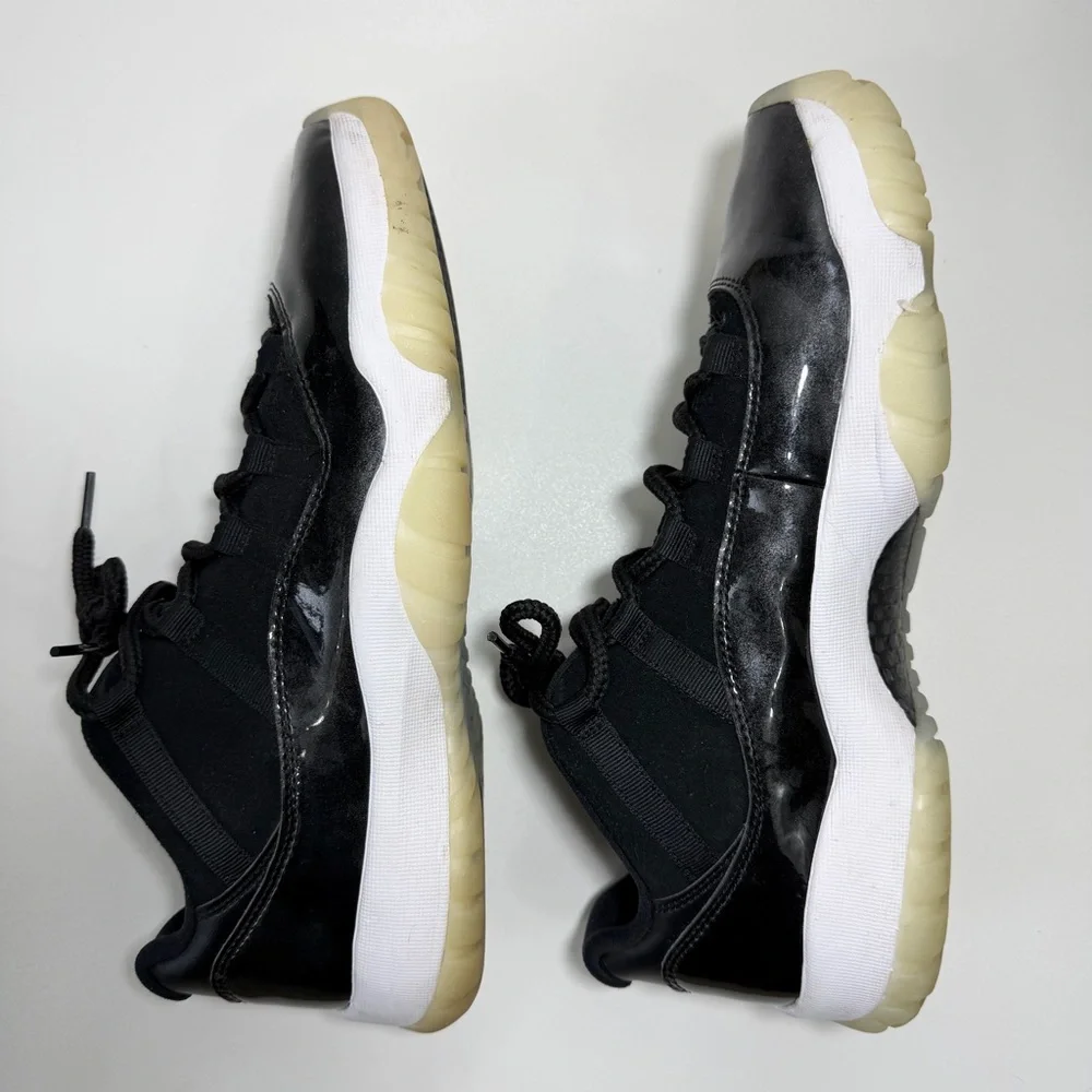 Nike Air Jordan 11 Retro Low Barons Sneakers Black Metallic Silver Men’s Size 11